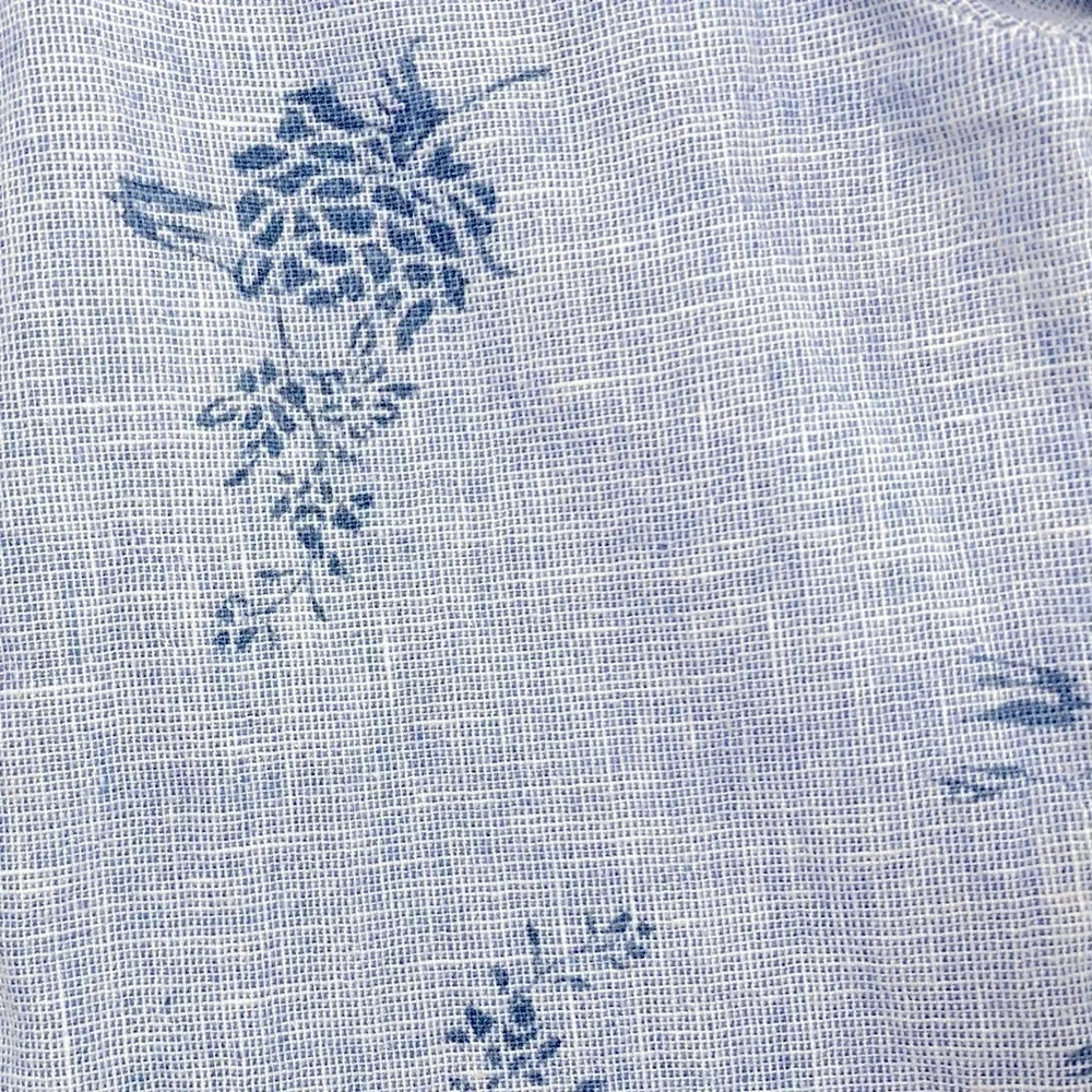 ZARA 100% cotton denim chambray bohemian smock peasant top with floral design - Picture 3 of 12